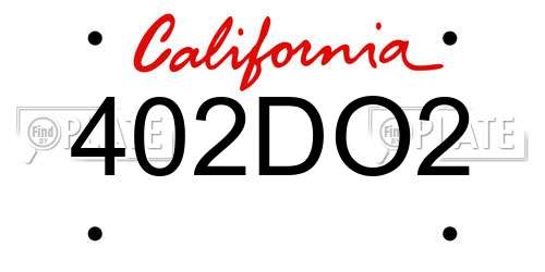 402DO2 California License Plate