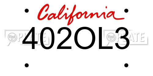 402OL3 California License Plate