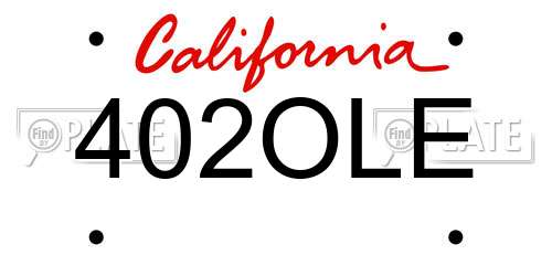 402OLE California License Plate