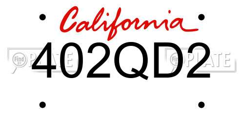 402QD2 California License Plate