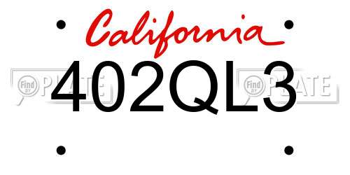 402QL3 California License Plate