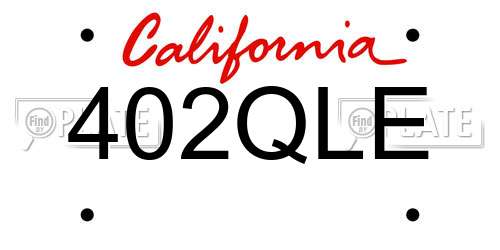 402QLE California License Plate