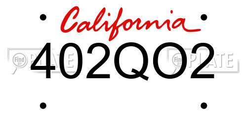 402QO2 California License Plate
