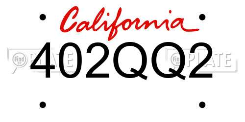 402QQ2 California License Plate