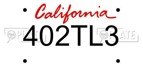 402TL3 California License Plate
