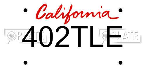 402TLE California License Plate