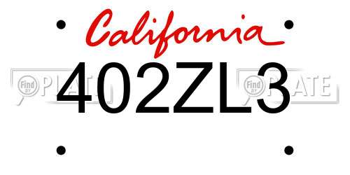 402ZL3 California License Plate