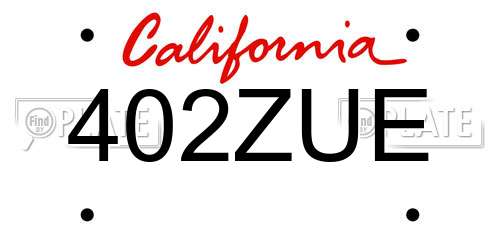 402ZUE California License Plate