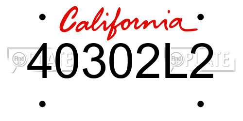 40302L2 California License Plate