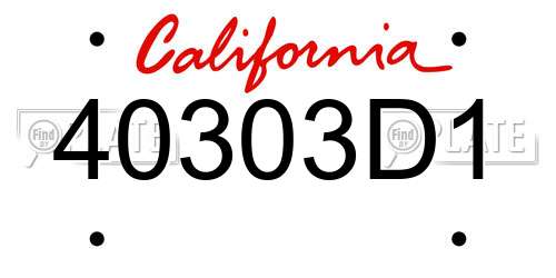 40303D1 California License Plate