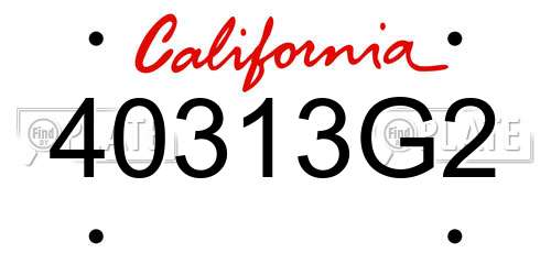 40313G2 California License Plate