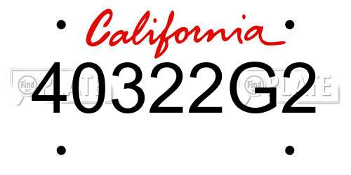 40322G2 California License Plate