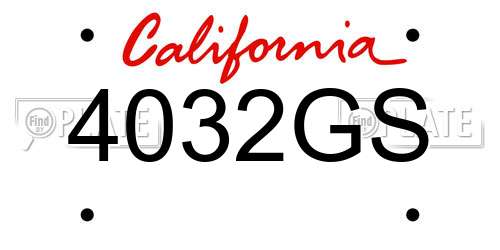 4032GS California License Plate