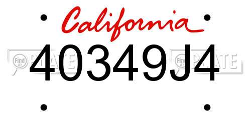 40349J4 California License Plate