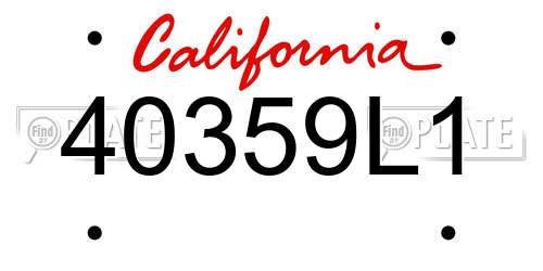 40359L1 California License Plate