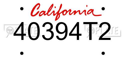 40394T2 California License Plate