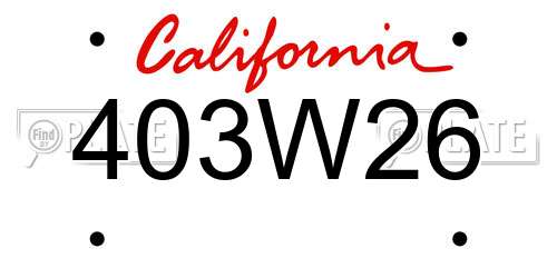 403W26 California License Plate