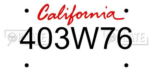 403W76 California License Plate
