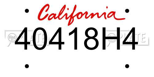 40418H4 California License Plate