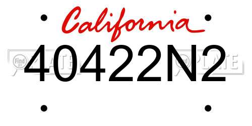 40422N2 California License Plate