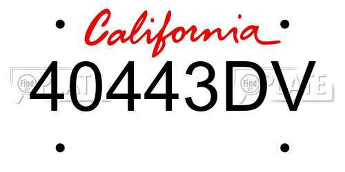 40443DV California License Plate