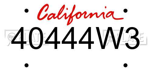 40444W3 California License Plate