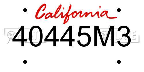 40445M3 California License Plate