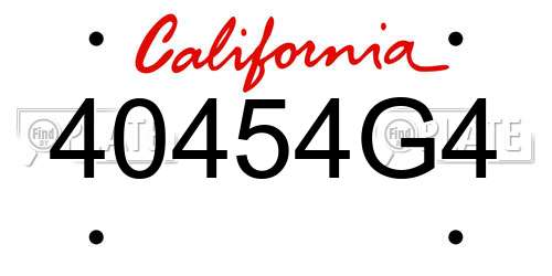 40454G4 California License Plate