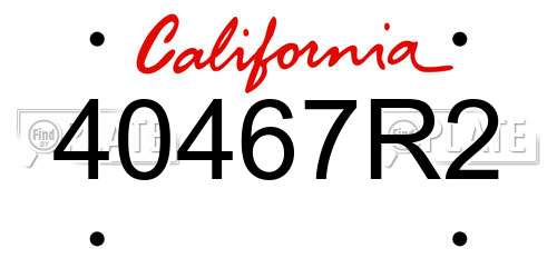 40467R2 California License Plate