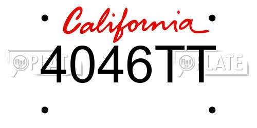 4046TT California License Plate