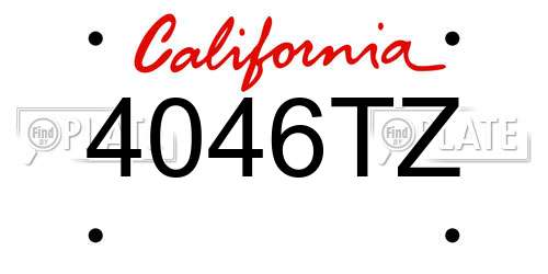 4046TZ California License Plate