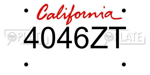 4046ZT California License Plate