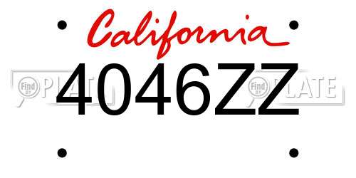 4046ZZ California License Plate