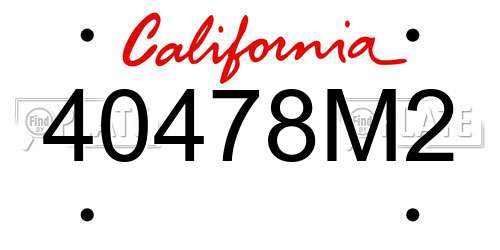 40478M2 California License Plate