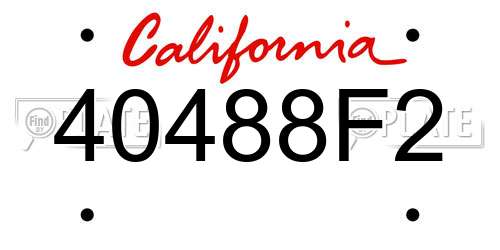 40488F2 California License Plate