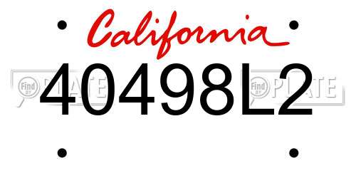 40498L2 California License Plate