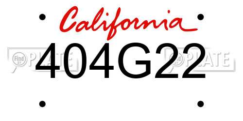 404G22 California License Plate