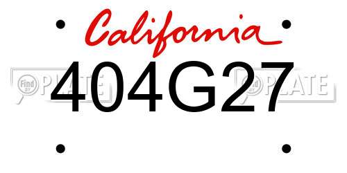 404G27 California License Plate