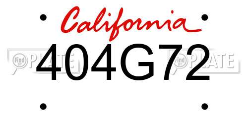 404G72 California License Plate