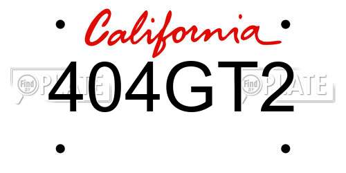 404GT2 California License Plate