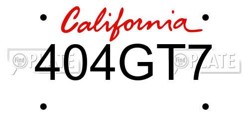 404GT7 California License Plate