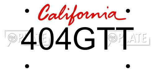 404GTT California License Plate