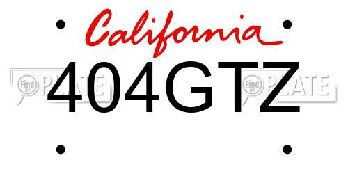 404GTZ California License Plate
