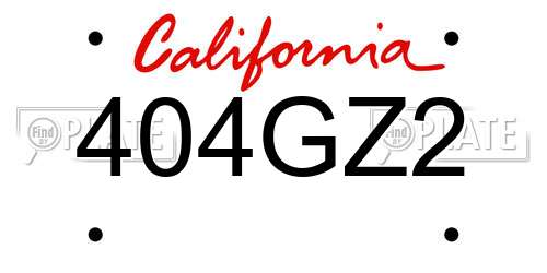 404GZ2 California License Plate