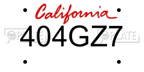 404GZ7 California License Plate