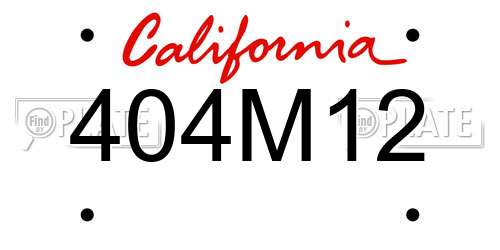 404M12 California License Plate