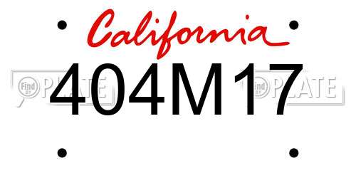 404M17 California License Plate