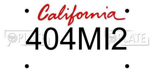 404MI2 California License Plate