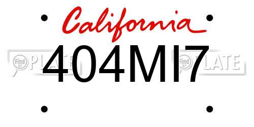 404MI7 California License Plate