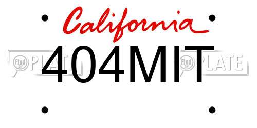 404MIT California License Plate